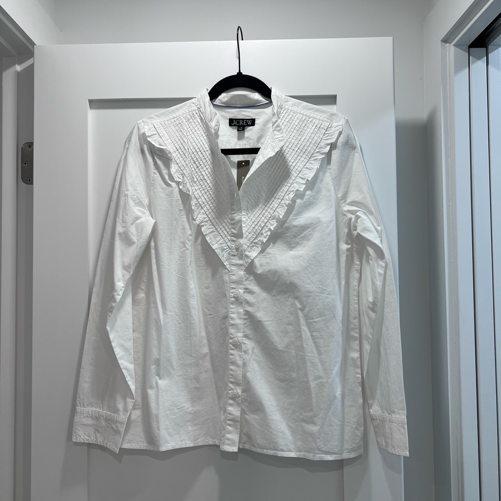 J. Crew Crisp White Pleated Shirt